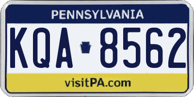PA license plate KQA8562