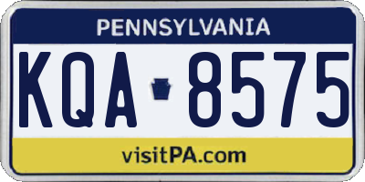 PA license plate KQA8575