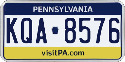 PA license plate KQA8576