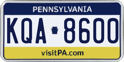 PA license plate KQA8600