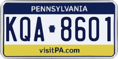 PA license plate KQA8601