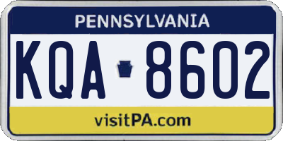 PA license plate KQA8602