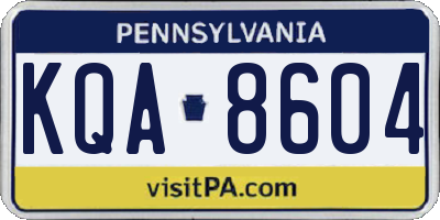 PA license plate KQA8604