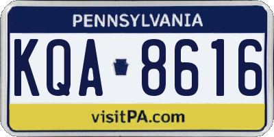 PA license plate KQA8616