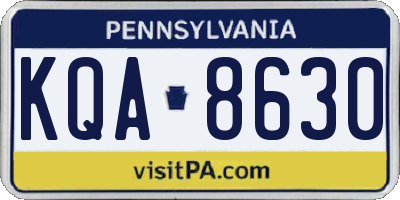 PA license plate KQA8630