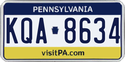 PA license plate KQA8634