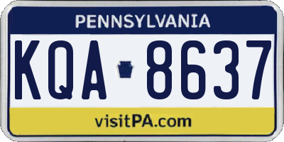PA license plate KQA8637