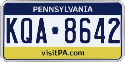 PA license plate KQA8642