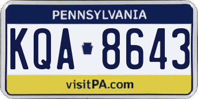 PA license plate KQA8643