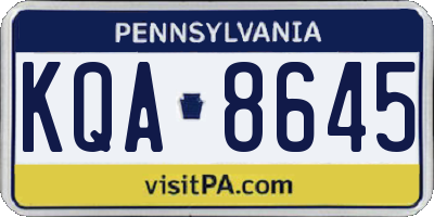 PA license plate KQA8645