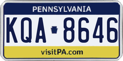 PA license plate KQA8646