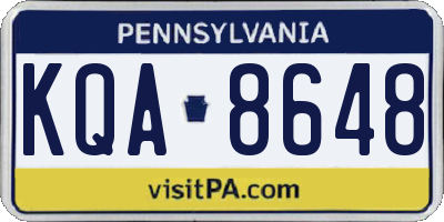 PA license plate KQA8648
