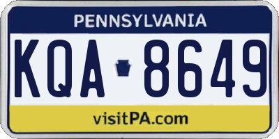 PA license plate KQA8649