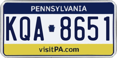 PA license plate KQA8651