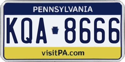 PA license plate KQA8666