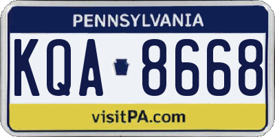 PA license plate KQA8668