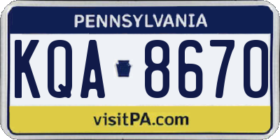 PA license plate KQA8670