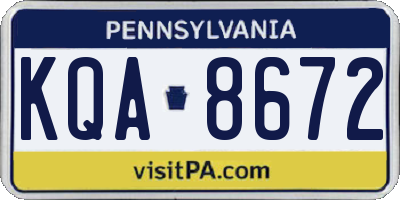 PA license plate KQA8672