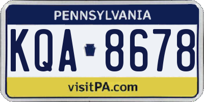 PA license plate KQA8678
