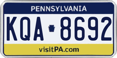 PA license plate KQA8692