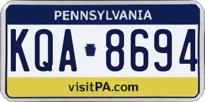 PA license plate KQA8694