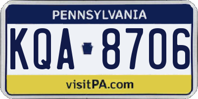 PA license plate KQA8706