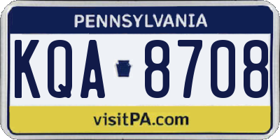 PA license plate KQA8708