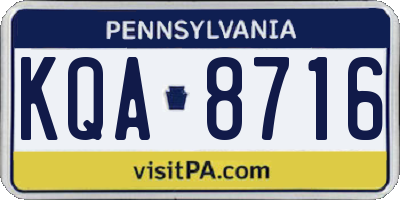 PA license plate KQA8716