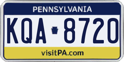 PA license plate KQA8720