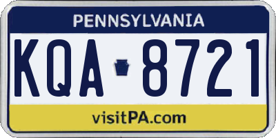 PA license plate KQA8721
