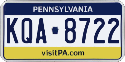 PA license plate KQA8722