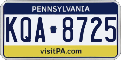 PA license plate KQA8725