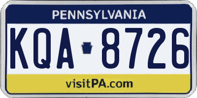 PA license plate KQA8726