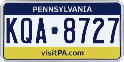 PA license plate KQA8727