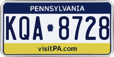 PA license plate KQA8728