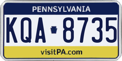 PA license plate KQA8735