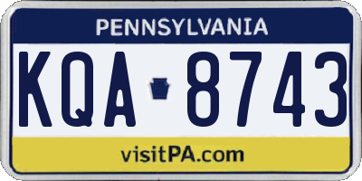 PA license plate KQA8743