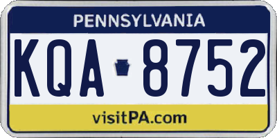 PA license plate KQA8752