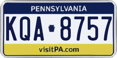 PA license plate KQA8757