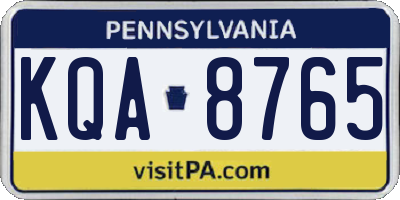 PA license plate KQA8765