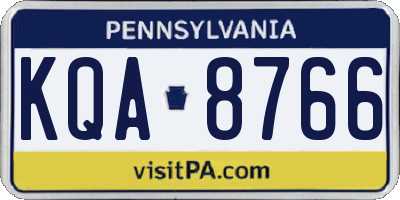 PA license plate KQA8766