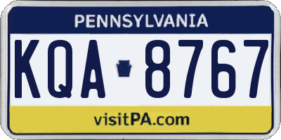 PA license plate KQA8767