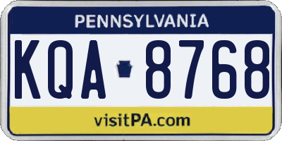 PA license plate KQA8768