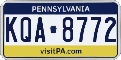 PA license plate KQA8772