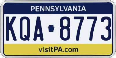 PA license plate KQA8773