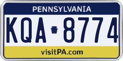 PA license plate KQA8774