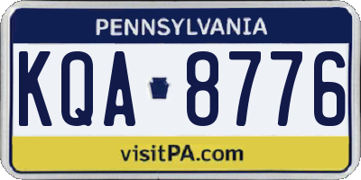 PA license plate KQA8776