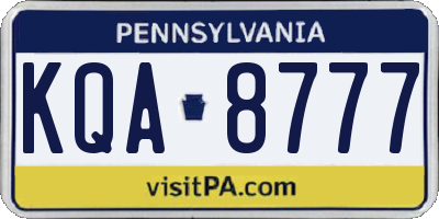 PA license plate KQA8777