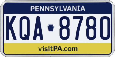 PA license plate KQA8780