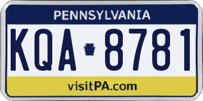 PA license plate KQA8781